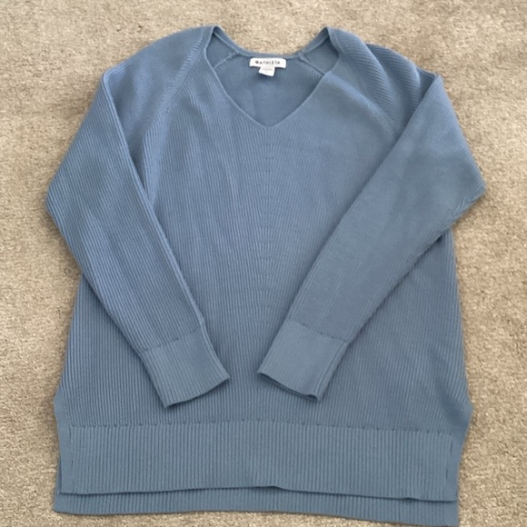 Athleta Sky Blue V-Neck Sweater medium - Picture 4 of 6